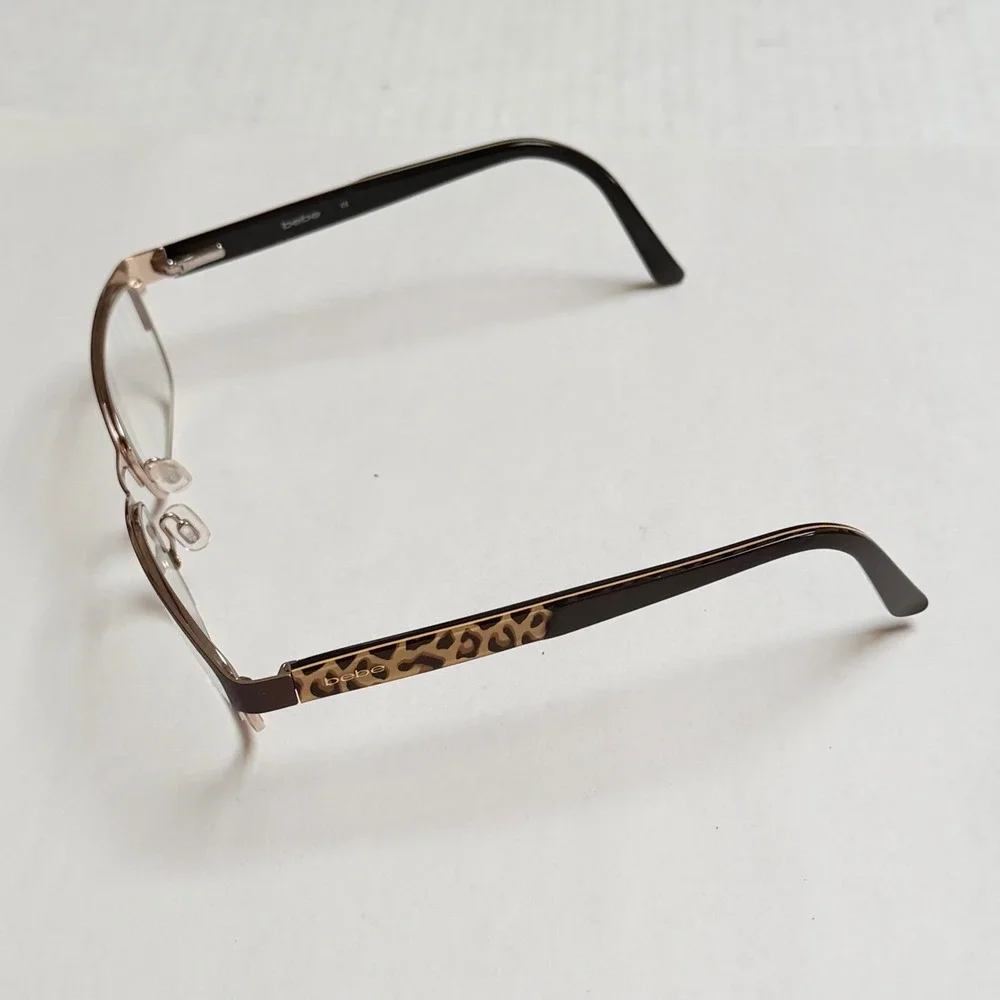 Bebe Hellcat BB5064 Brown Leopard Print Semi Rimless Eyeglasses Frames ONLY